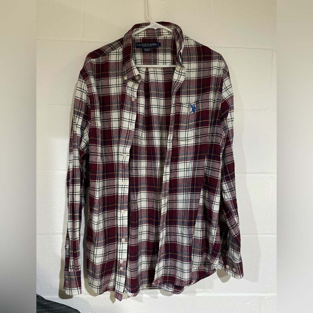 U.S polo assn large plaid button front shirt